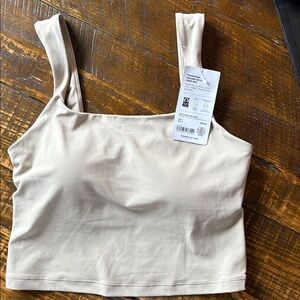 Transcend Tan Square Neck Crop Bra